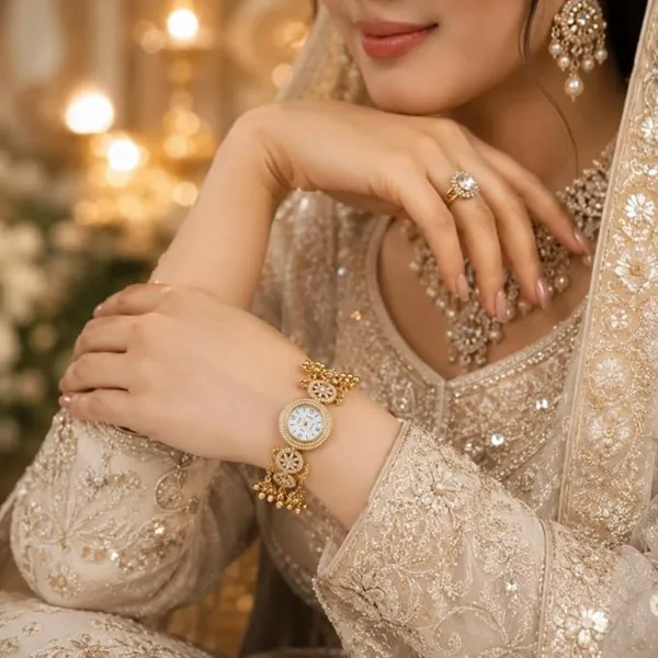 Gold_Tone_Stone_Studded_Bracelet_Watch_For_Women