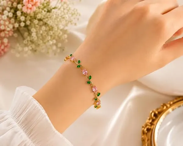 Gold_Stainless_Steel_Floral_Bracelet_For_Women