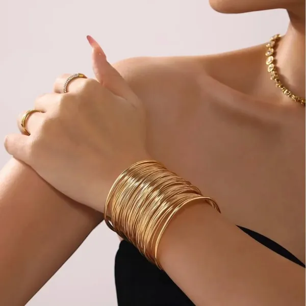 Gold_Stainless_Steel_Stackable_Layer_Bangle_Bracelet_For_Women
