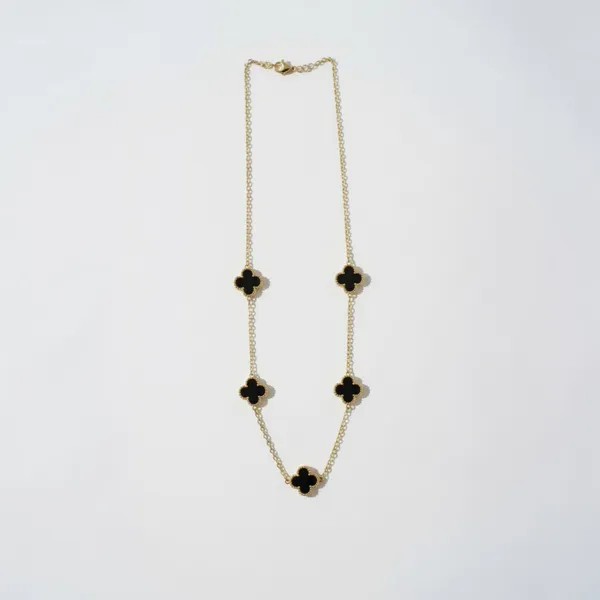 Gold_And_Black_Stainless_Steel_Clover_Necklace_For_Women