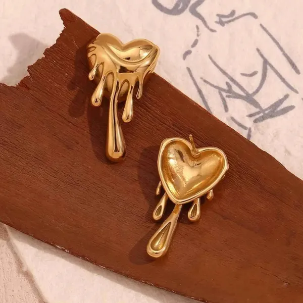 Gold_Stainless_Steel_Dripping_Heart_Earrings_For_Women_Pack_Of_2