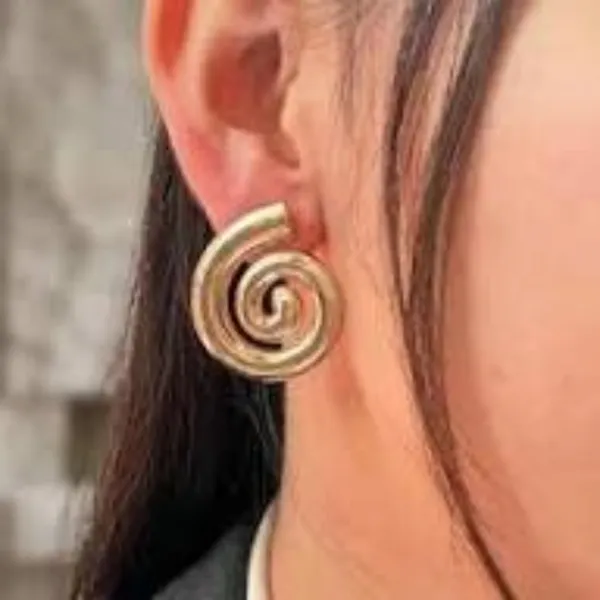 Gold_Tone_Spiral_Stud_Earrings_For_Women