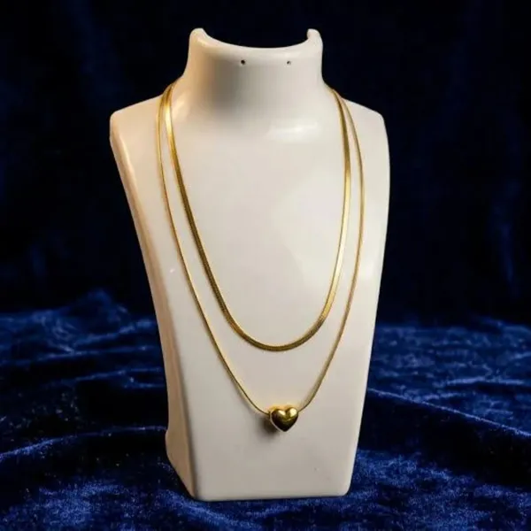 Gold_Stainless_Steel_Heart_Pendant_Necklace_And_Earring_Set_For_Women