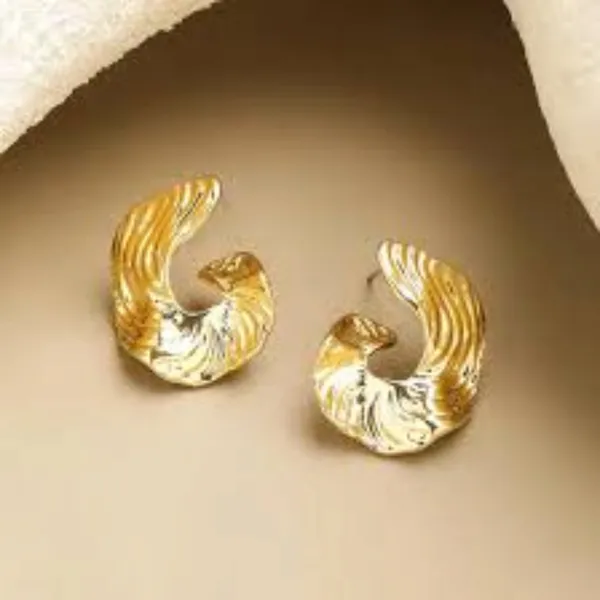 Gold_Stainless_Steel_Ridged_Spiral_Statement_Earrings_For_Women_Pack_Of_2