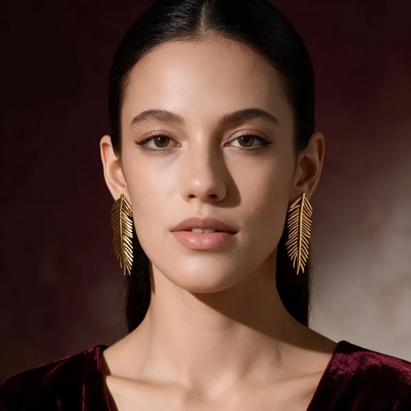 Gold_Tone_Leaf_Drop_Earrings_For_Women