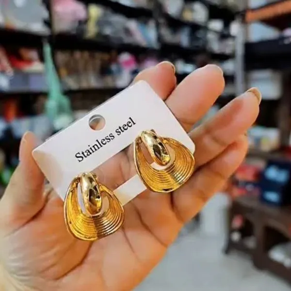 Gold_Stainless_Steel_Concentric_Textu_Drop_Earrings_For_Women_Pack_Of_2