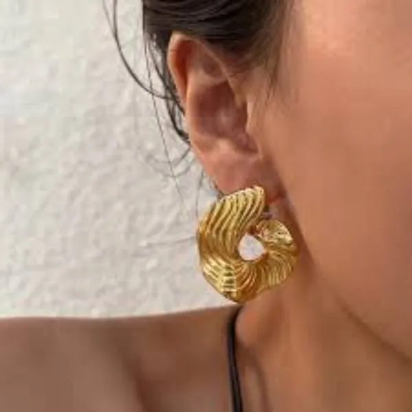 Gold_Stainless_Steel_Ridged_Spiral_Statement_Earrings_For_Women_Pack_Of_2