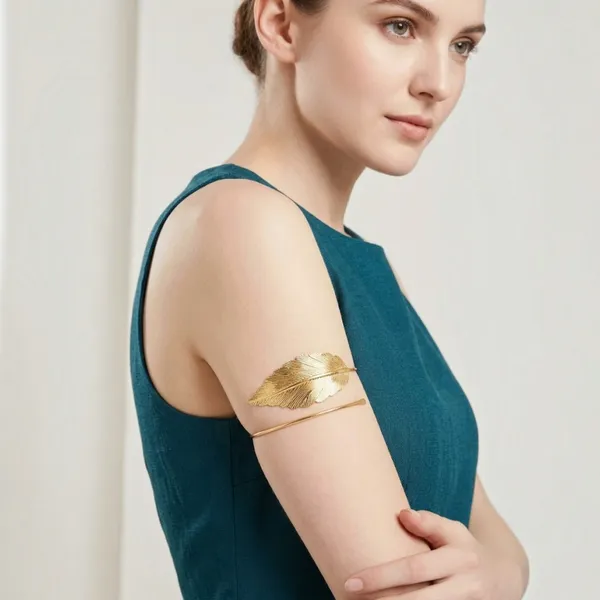 Gold_Stainless_Steel_Leaf_Design_Open_Arm_Cuff_For_Women_Pack_Of_2