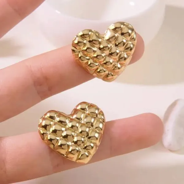 Gold_Tone_Textured_Heart_Stud_Earrings_For_Women