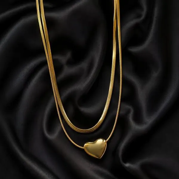 Gold_Stainless_Steel_Heart_Pendant_Necklace_And_Earring_Set_For_Women