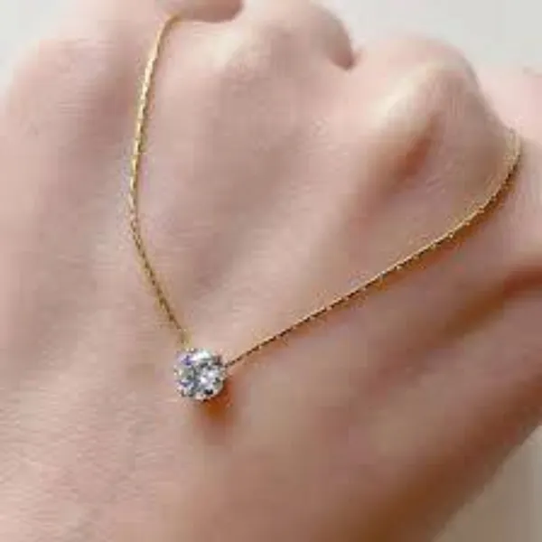 Gold_Tone_Solitaire_Crystal_Pendant_Necklace_For_Women