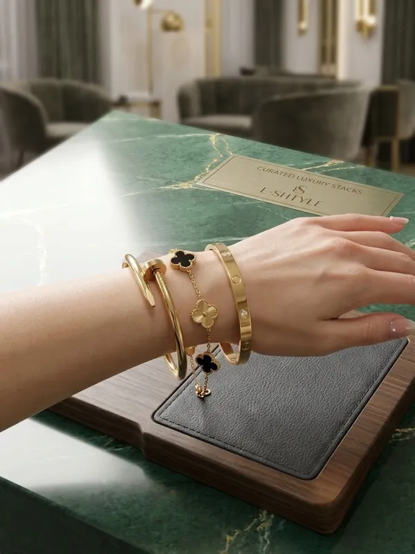 Gold_Stainless_Steel_Floral_Charm_Stacking_Bracelet_Set_For_Women