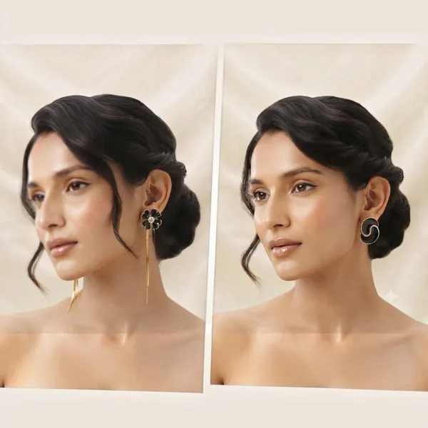 Black_Stainless_Steel_Spiral_And_Floral_Earrings_Set_For_Women_Pack_Of_2