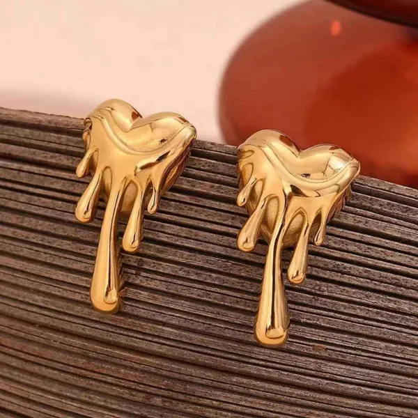 Gold_Stainless_Steel_Dripping_Heart_Earrings_For_Women_Pack_Of_2