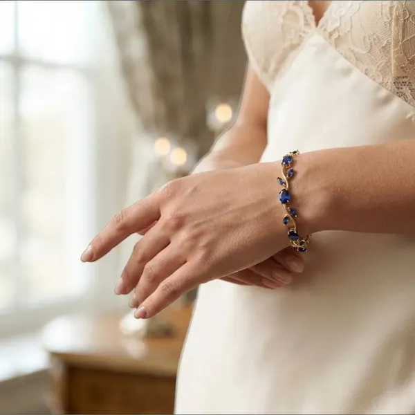 Gold_And_Blue_Stainless_Steel_Bracelet_For_Women