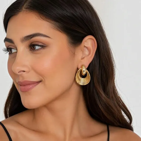 Gold_Stainless_Steel_Concentric_Textu_Drop_Earrings_For_Women_Pack_Of_2
