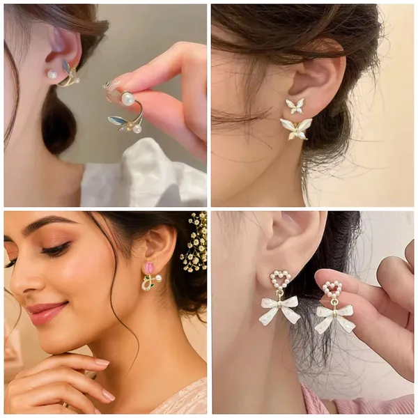 Gold_Stainless_Steel_Pearl_Drop_Floral_Bow_Earrings_For_Women_Pack_Of_4