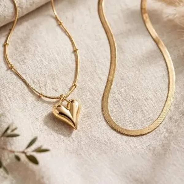 Gold_Stainless_Steel_Layer_Heart_Pendant_Necklace_Set_For_Women