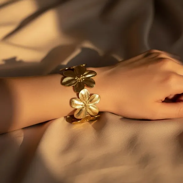 Gold_Stainless_Steel_Floral_Cuff_Bracelet_For_Women_Pack_Of_2