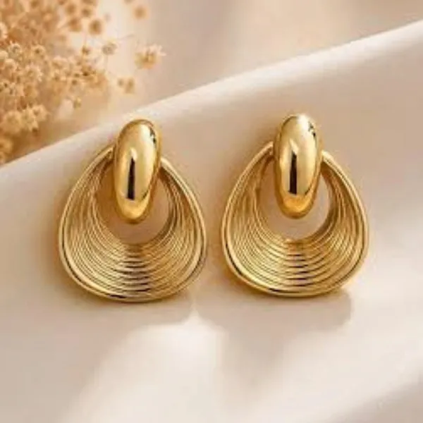 Gold_Stainless_Steel_Concentric_Textu_Drop_Earrings_For_Women_Pack_Of_2