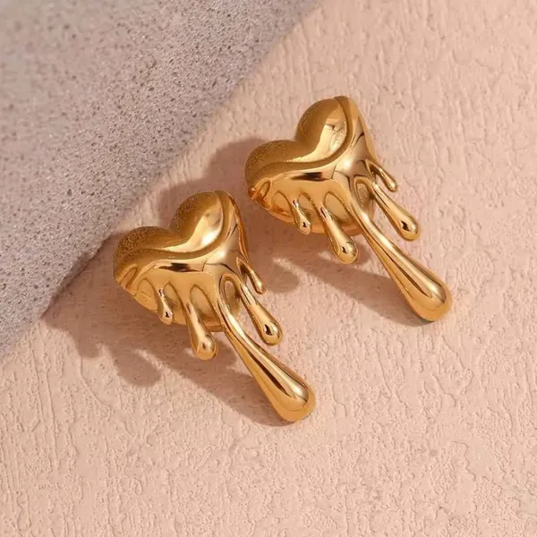 Gold_Stainless_Steel_Dripping_Heart_Earrings_For_Women_Pack_Of_2