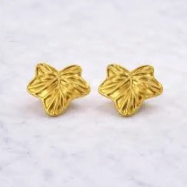Gold_Tone_Ivy_Leaf_Stud_Earrings_For_Women