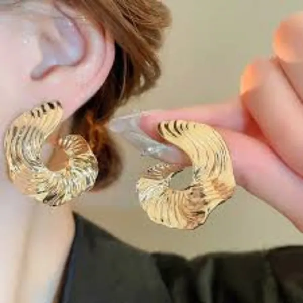 Gold_Stainless_Steel_Ridged_Spiral_Statement_Earrings_For_Women_Pack_Of_2