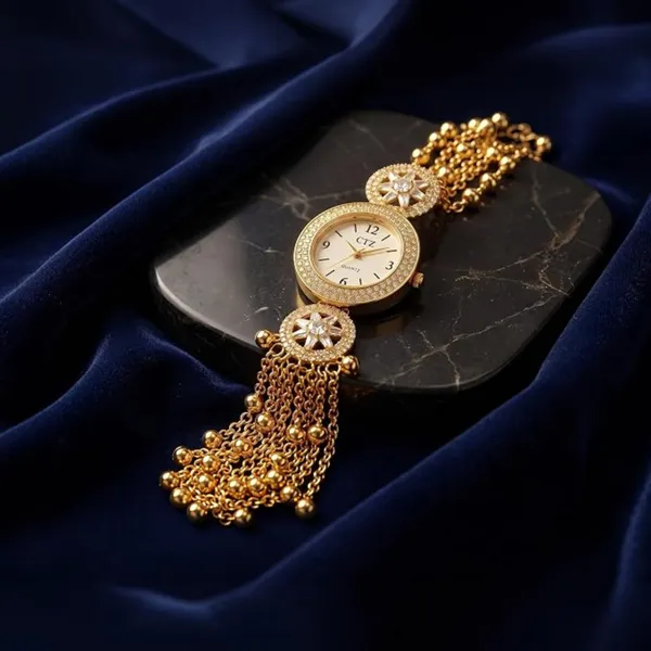 Gold_Tone_Stone_Studded_Bracelet_Watch_For_Women