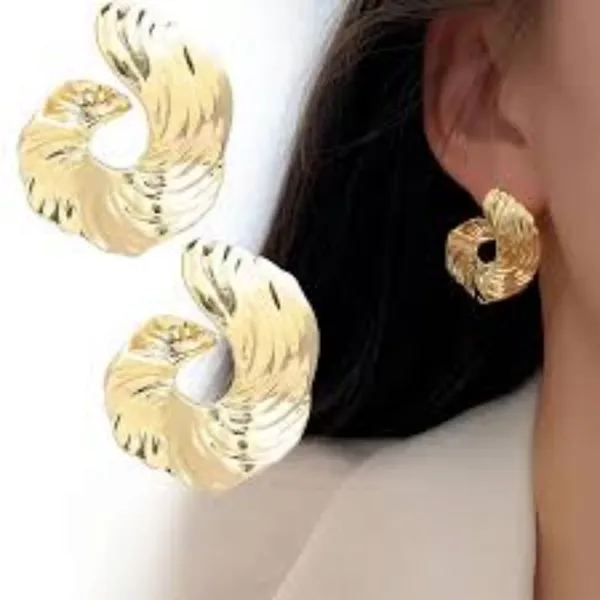 Gold_Stainless_Steel_Ridged_Spiral_Statement_Earrings_For_Women_Pack_Of_2