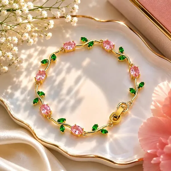 Gold_Stainless_Steel_Floral_Bracelet_For_Women