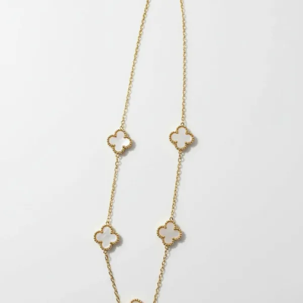 Gold_And_White_Stainless_Steel_Clover_Motif_Chain_Necklace_For_Women