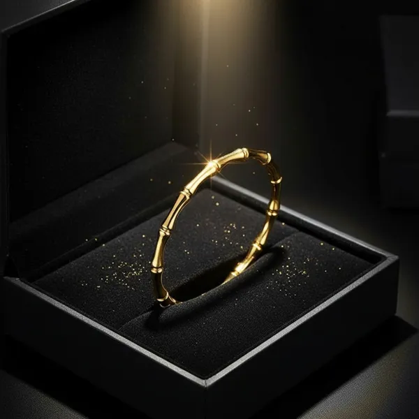 Gold_Stainless_Steel_Bamboo_Segment_Bangle_Bracelet_For_Women