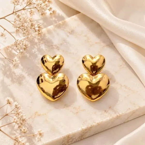 Gold_Tone_Puffed_Heart_Stud_Earrings_For_Women