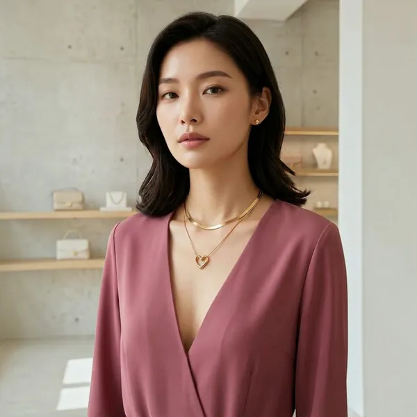 Gold_Stainless_Steel_Layer_Heart_Pendant_Necklace_For_Women