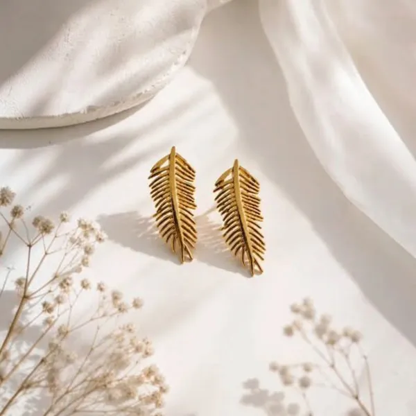 Gold_Tone_Leaf_Drop_Earrings_For_Women