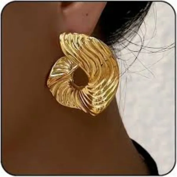 Gold_Stainless_Steel_Ridged_Spiral_Statement_Earrings_For_Women_Pack_Of_2