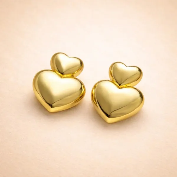 Gold_Tone_Puffed_Heart_Stud_Earrings_For_Women