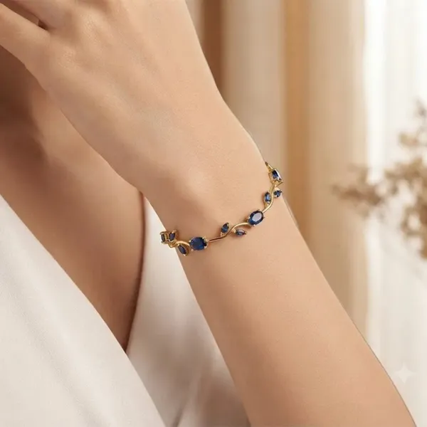 Gold_And_Blue_Stainless_Steel_Bracelet_For_Women