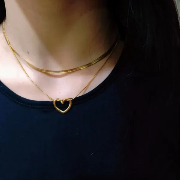 Gold_Stainless_Steel_Layer_Heart_Pendant_Necklace_For_Women