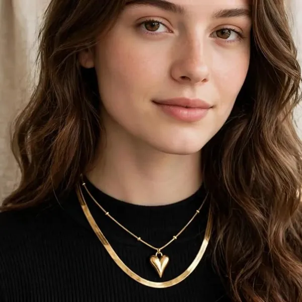 Gold_Stainless_Steel_Layer_Heart_Pendant_Necklace_Set_For_Women