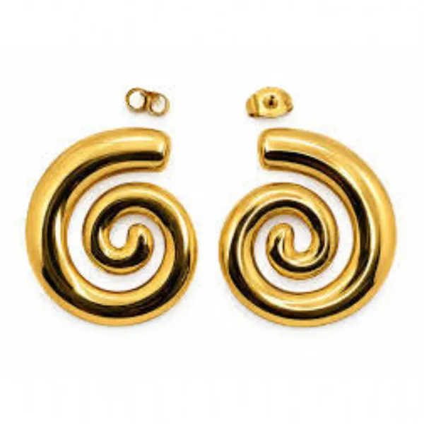 Gold_Tone_Spiral_Stud_Earrings_For_Women