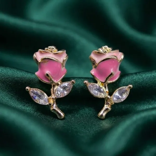 Gold_And_Pink_Stainless_Steel_Floral_Crystal_Stud_Earrings_For_Women_Pack_Of_3