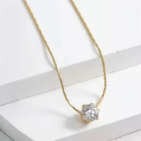 Gold_Tone_Solitaire_Crystal_Pendant_Necklace_For_Women