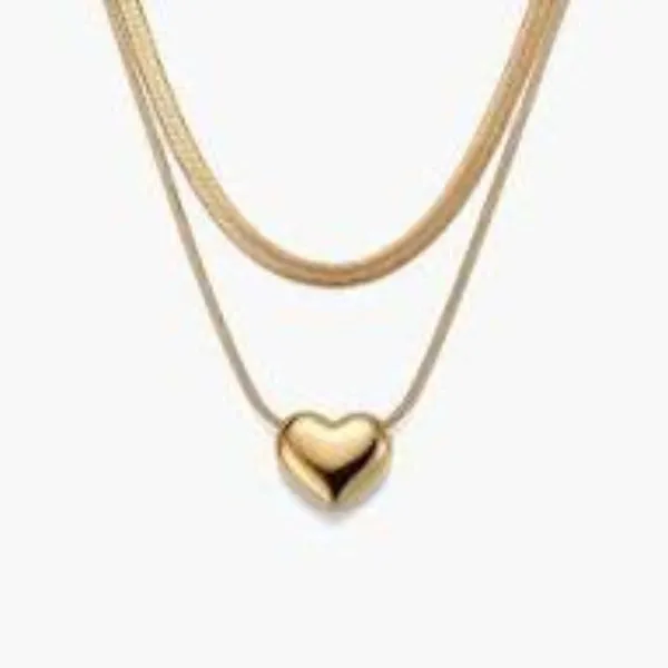 Gold_Stainless_Steel_Layer_Heart_Pendant_Necklace_For_Women