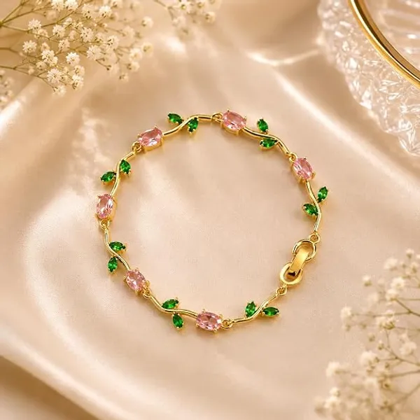 Gold_Stainless_Steel_Floral_Bracelet_For_Women