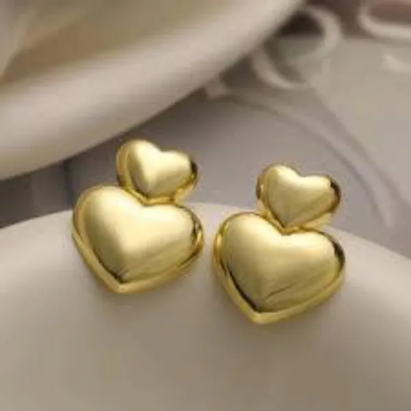 Gold_Tone_Puffed_Heart_Stud_Earrings_For_Women