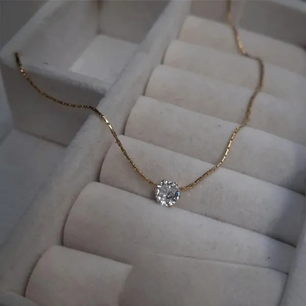 Gold_Tone_Solitaire_Crystal_Pendant_Necklace_For_Women