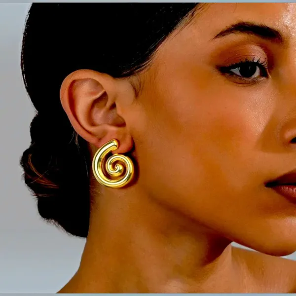 Gold_Tone_Spiral_Stud_Earrings_For_Women
