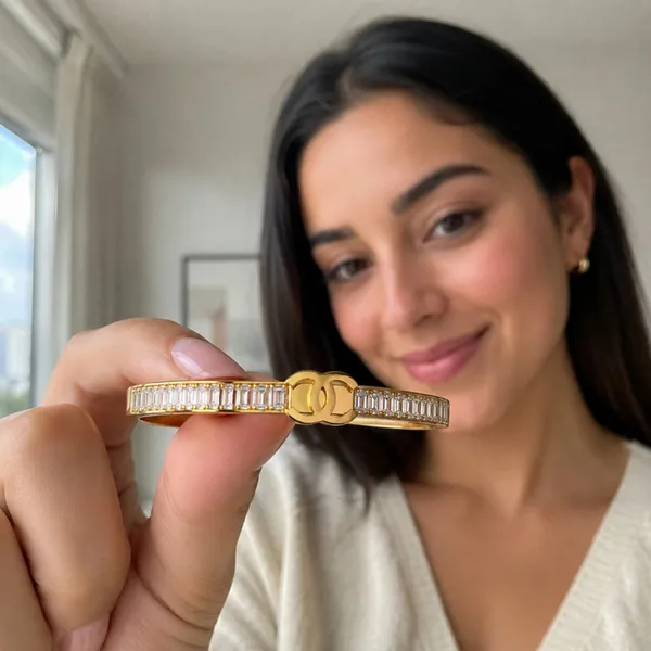 Gold_Stainless_Steel_Crystal_Accent_Bangle_For_Women