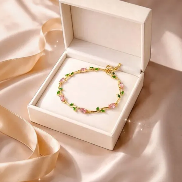 Gold_Stainless_Steel_Floral_Bracelet_For_Women